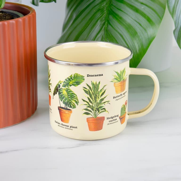 Emaille mok met planten