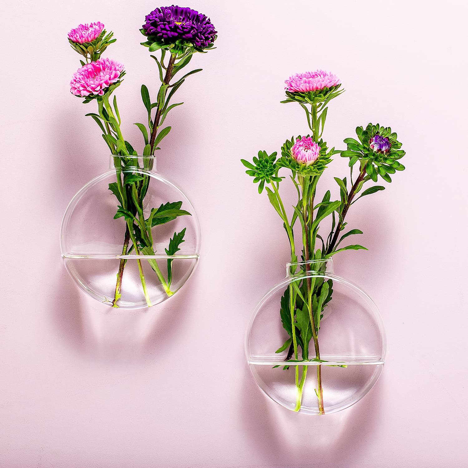 Glazen muurvaasjes (set van 2) – Rond