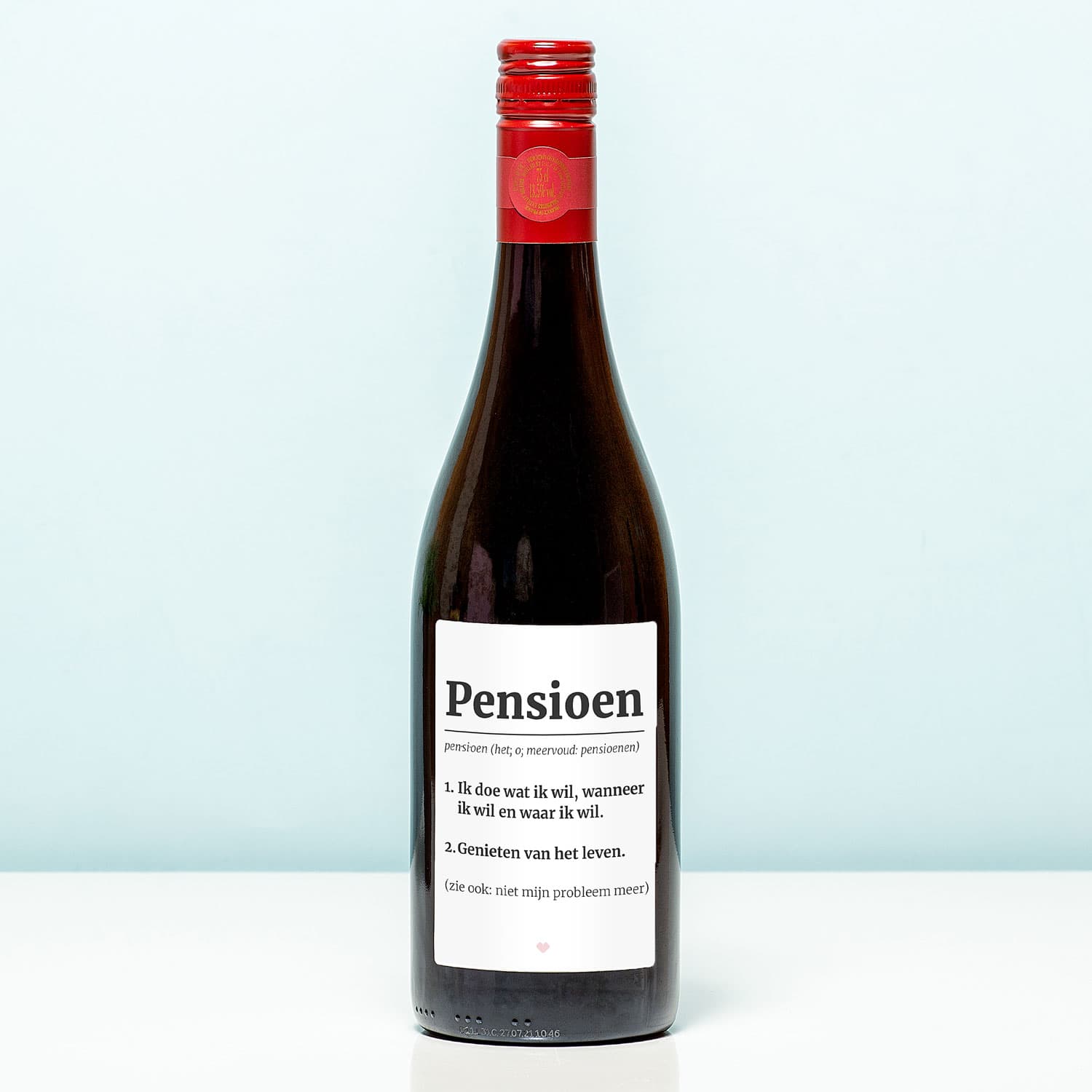 Wijnfles Pensioen woordenboek – Rood (Merlot)