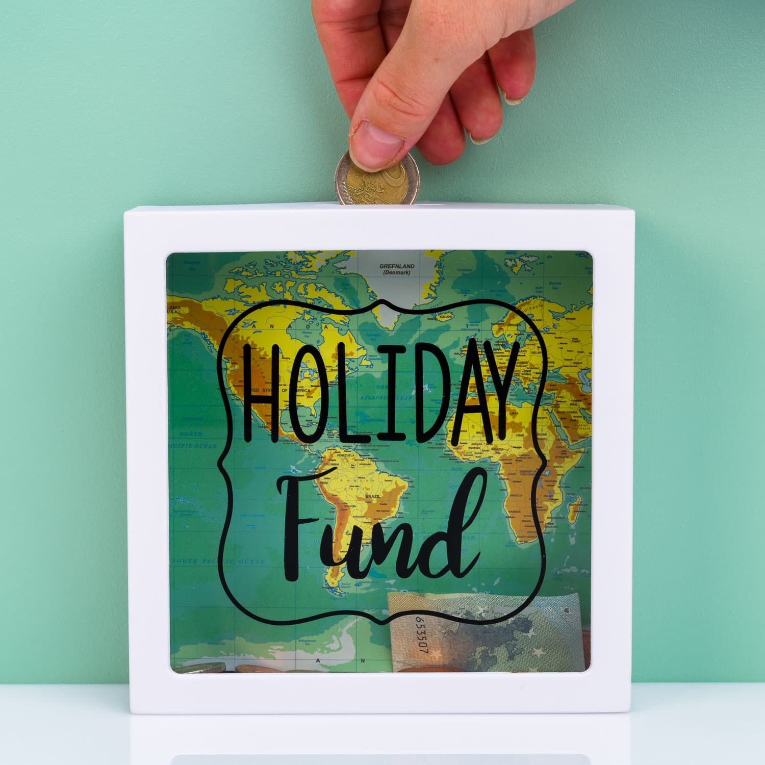 Transparante spaarpot – Holiday Fund