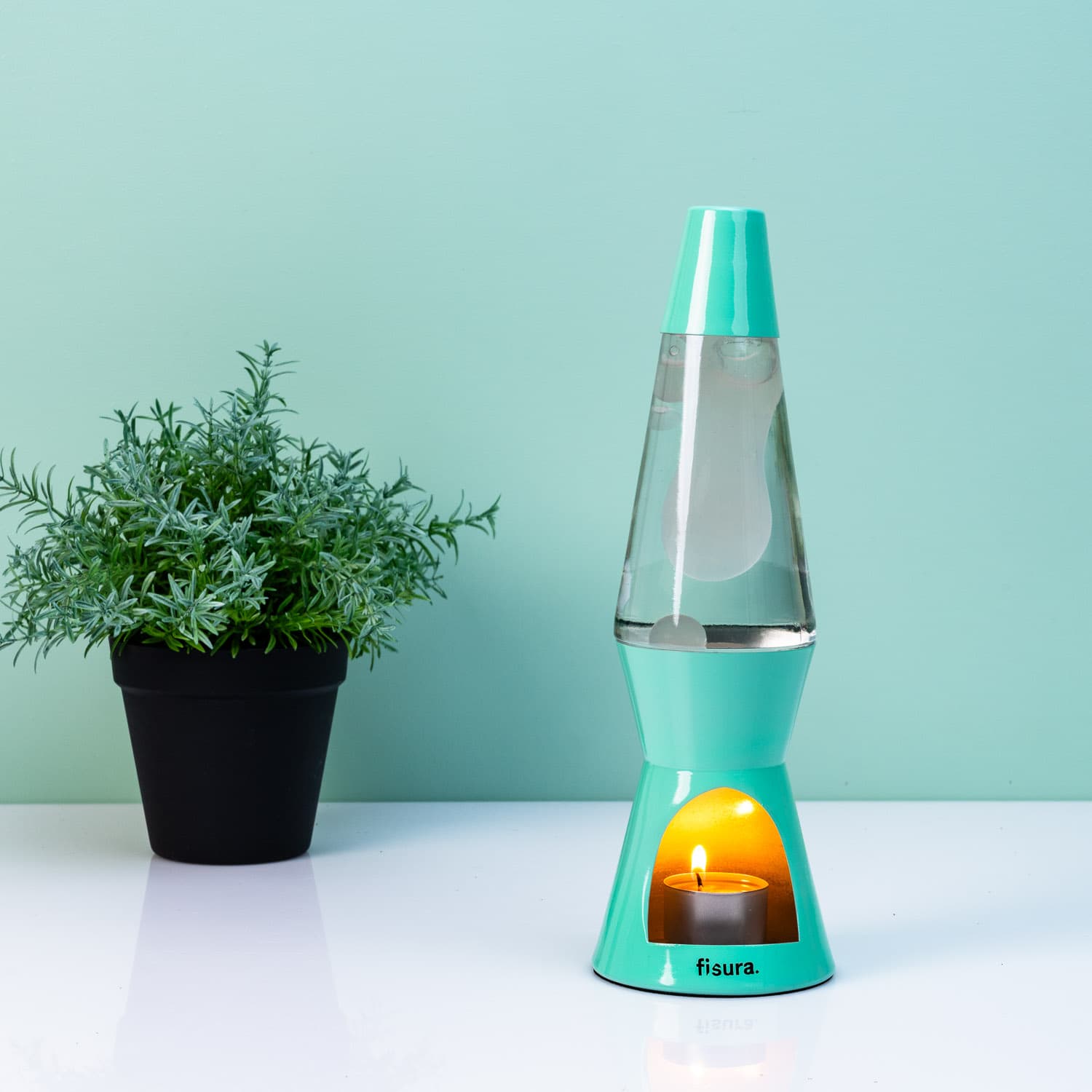 Waxinelicht lavalamp – Mint met witte lava