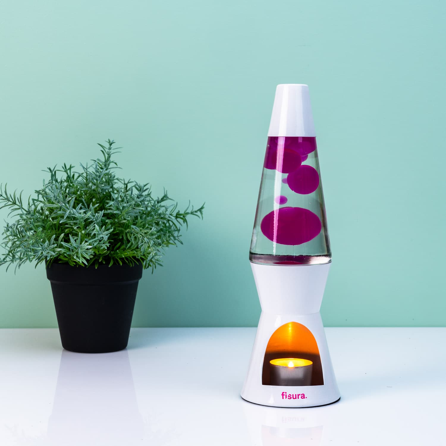 Waxinelicht lavalamp – Wit met roze lava