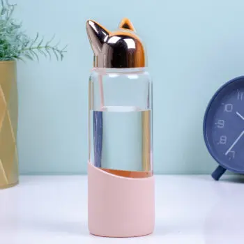 Kat waterfles - Roze/goud