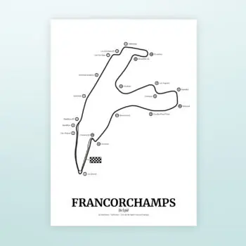 Poster Formule 1 circuit Belgie Francorchamps zonder lijst