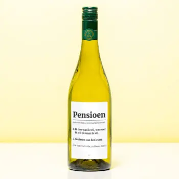 Wijnfles Pensioen woordenboek - Wit (Sauvignon Blanc)
