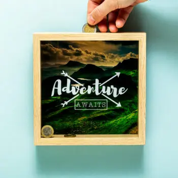 Houten spaarpot - Adventure Awaits