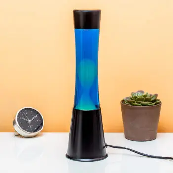 Lavalamp zwart met witte lava
