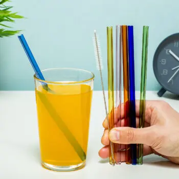 Gekleurde glazen rietjes (set van 6)