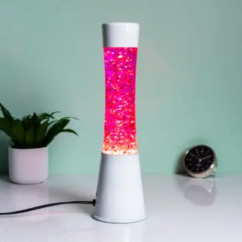 Lavalamp wit met glitterhartjes