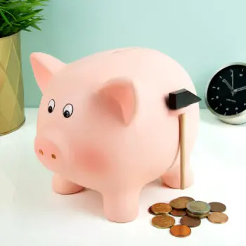 Spaarvarken met hamer