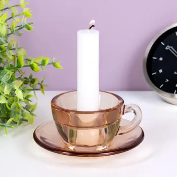 Theekop waxinelichthouder - Bruin