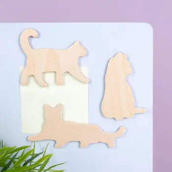 Houten dierenmagneten (set van 3) - Kat
