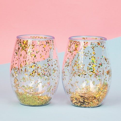 Prosecco Glitterglazen Set Van 2 huismerk kopen in de aanbieding