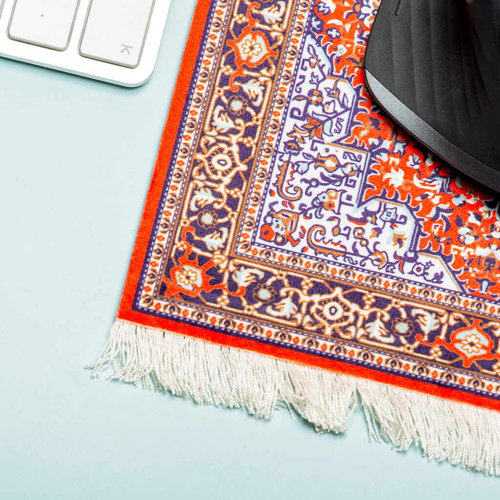 Mini tapijt muismat met kwastje Kleine muis tapijt Computer accessoires Kantoor accessoires Stijl muismat in textiel Oosterse accessoires Muismat kleine muis tapijt