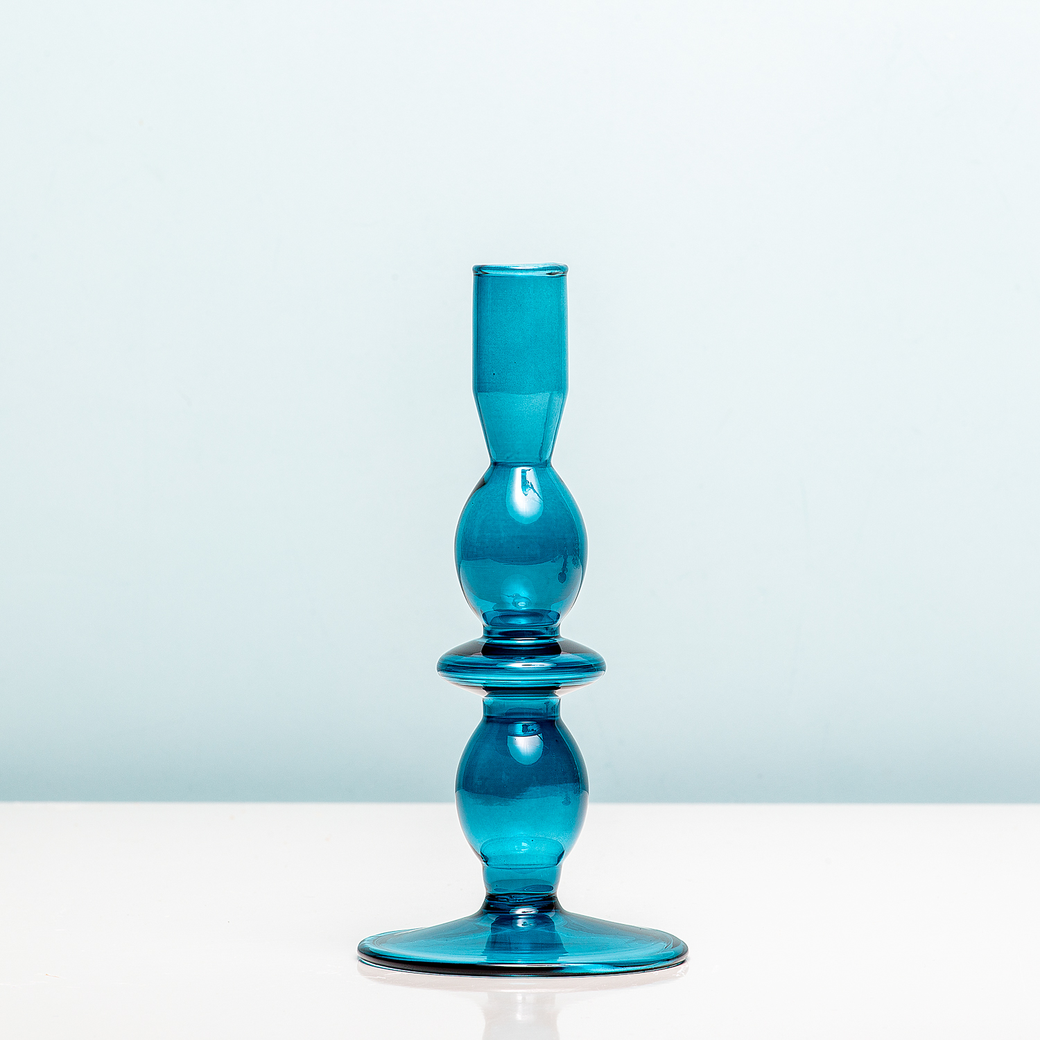 Glass Art Bubbles Kandelaar - Medium/donkerblauw