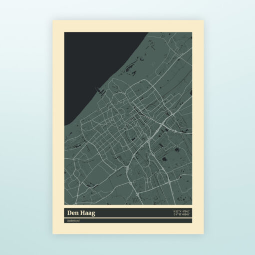 Poster plattegrond Den Haag - Retro zonder lijst