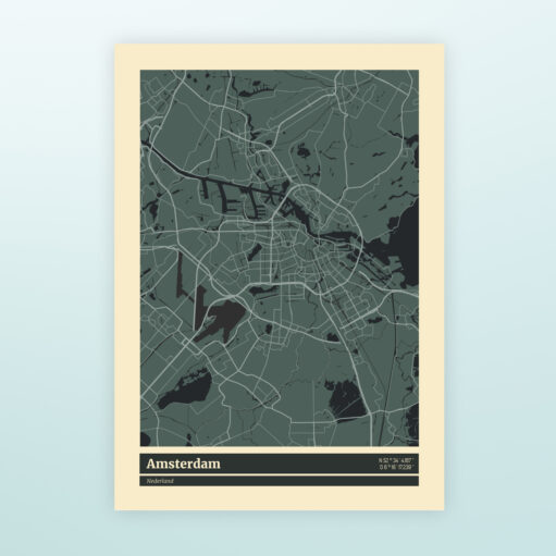 Poster plattegrond Amsterdam - Retro zonder houten lijst