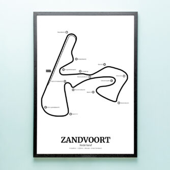 Poster Formule 1 circuit Nederland Zandvoort met zwarte houten lijst