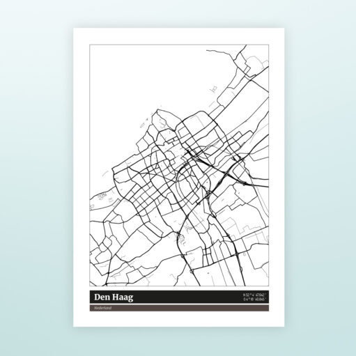 Poster plattegrond Den Haag - Zwart/wit zonder lijst