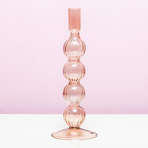 Swirl Bubbles kandelaar - Groot/roze