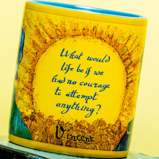Vincent van Gogh warmtegevoelige mok - detail tekst