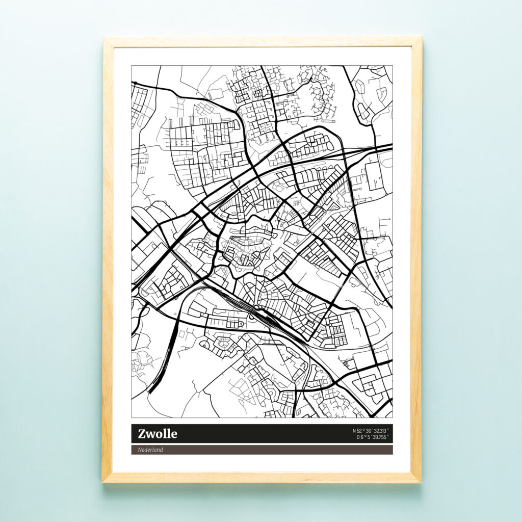 Poster plattegrond Zwolle van bestel je online bij Cadeau