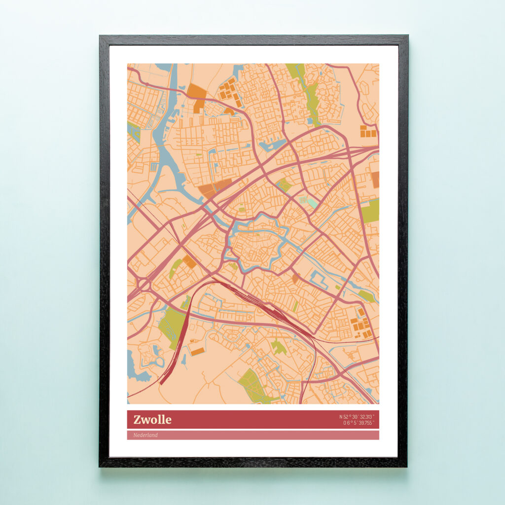 Poster plattegrond Zwolle van bestel je online bij Cadeau