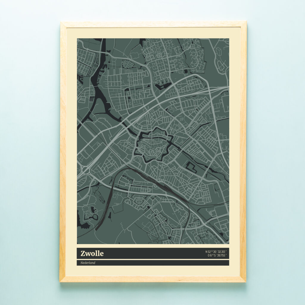 Poster plattegrond Zwolle van bestel je online bij Cadeau