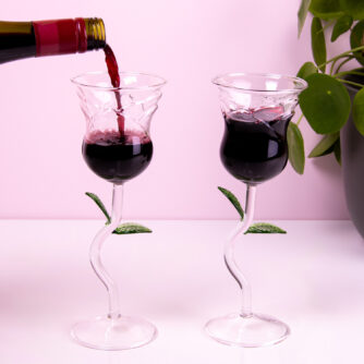 Roos wijnglas (set van 2)