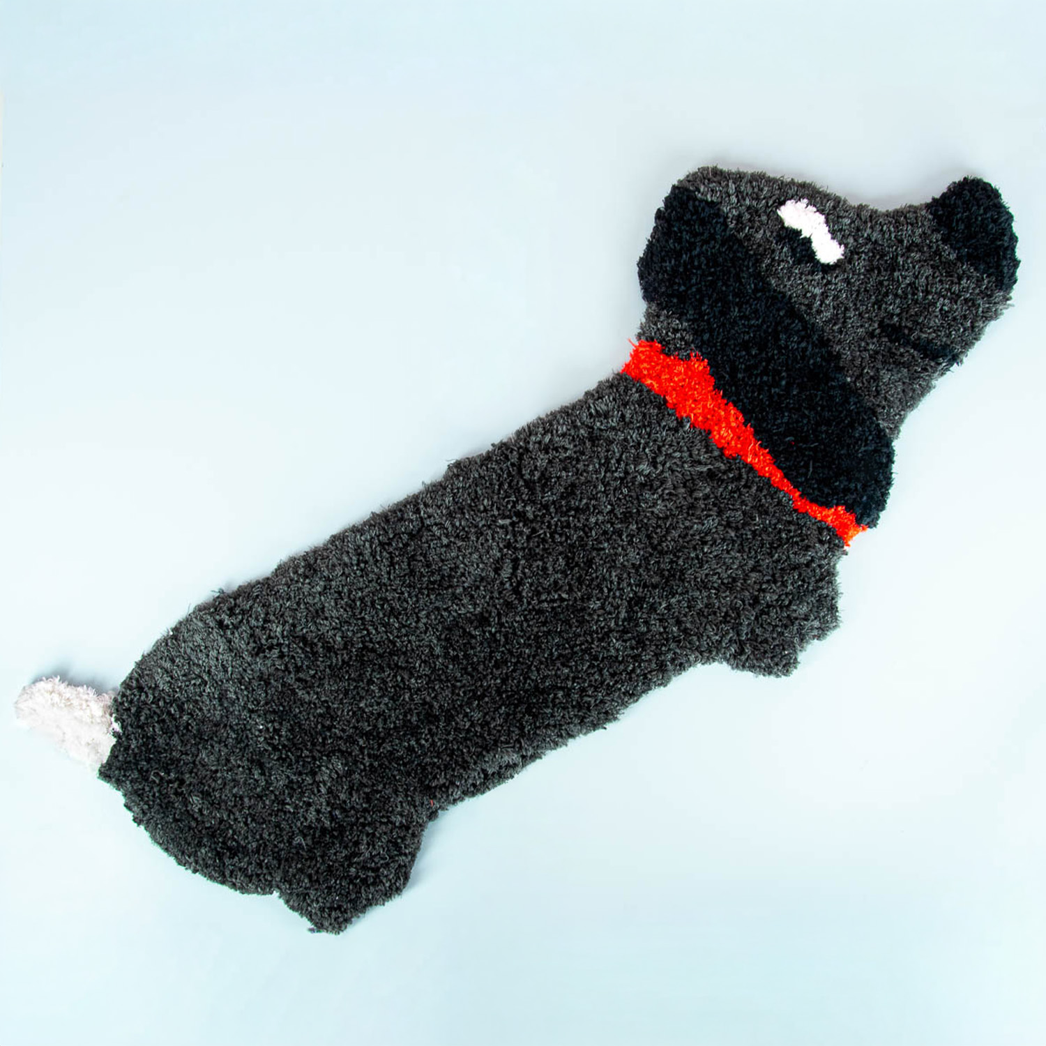 Hoogpolig zwart teckel vloerkleed