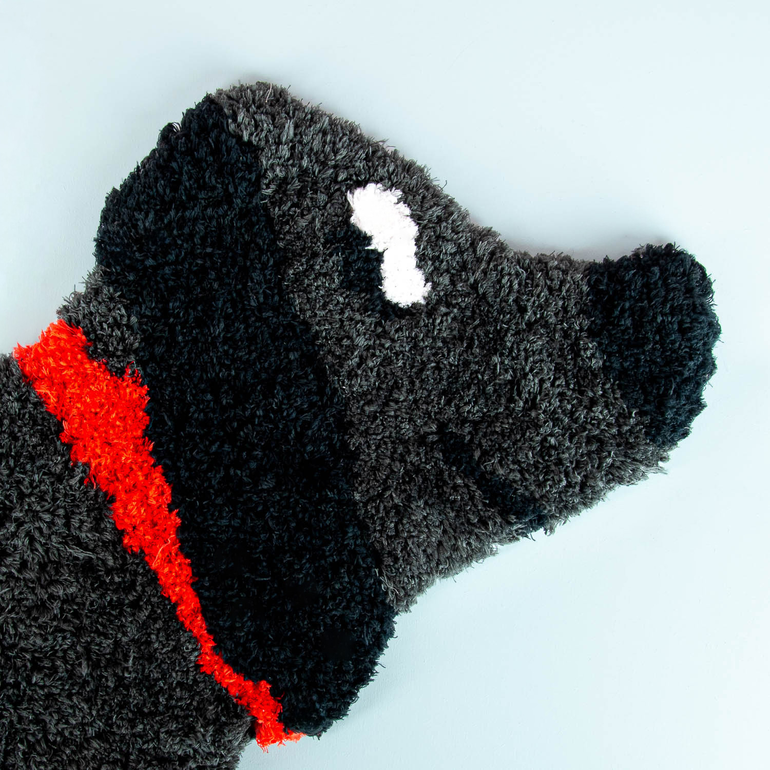 Hoogpolig zwart teckel vloerkleed