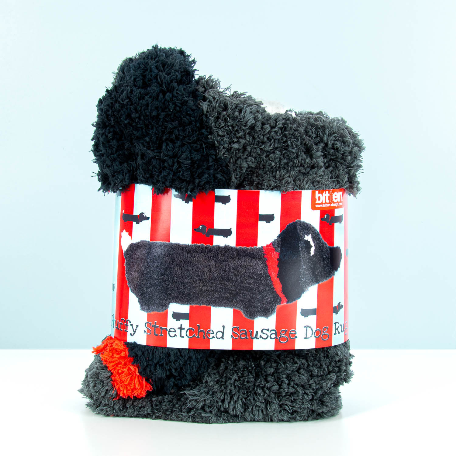 Hoogpolig zwart teckel vloerkleed