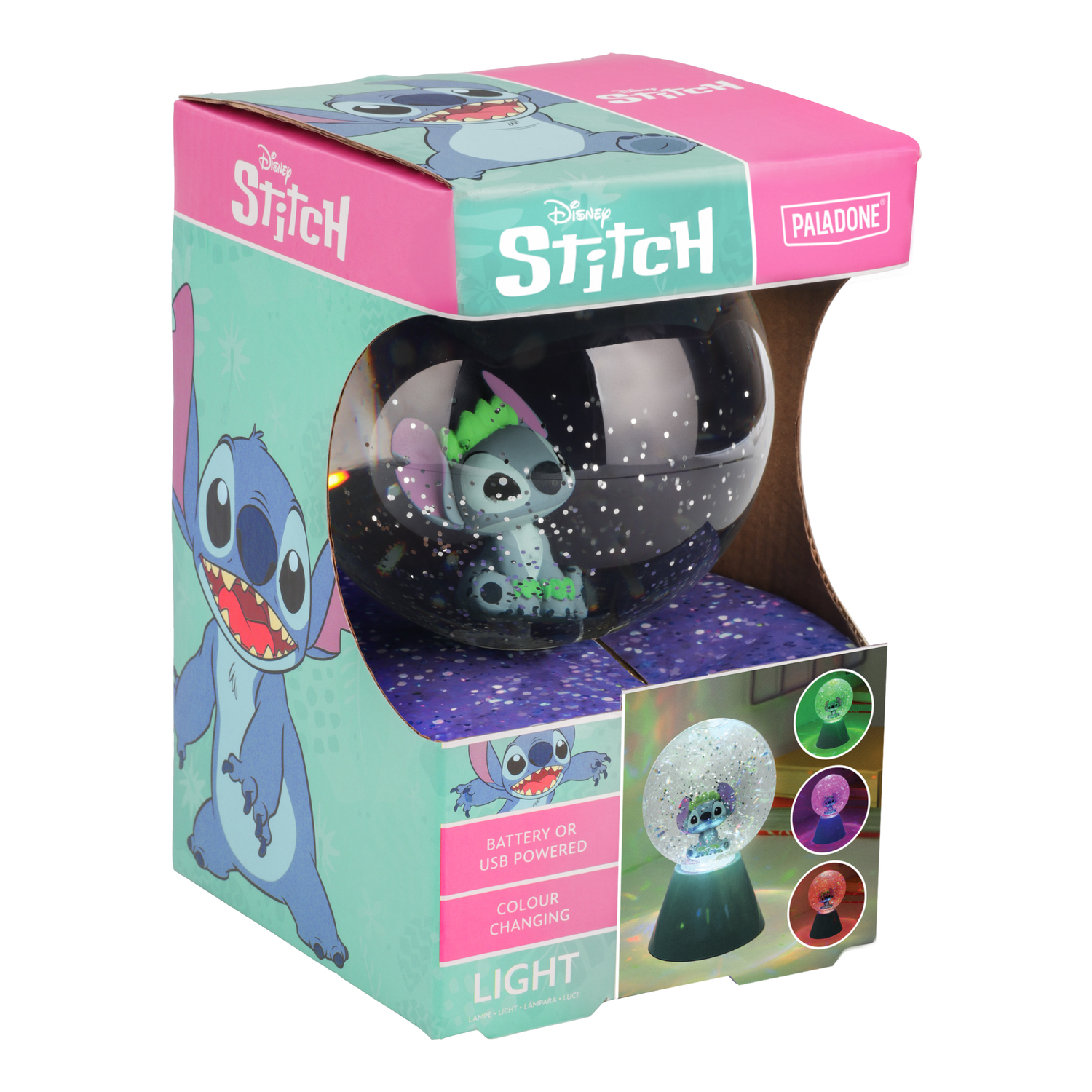 Disney Stitch glitterbal met ledverlichting