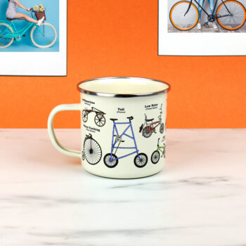Emaille mok met fietsen
