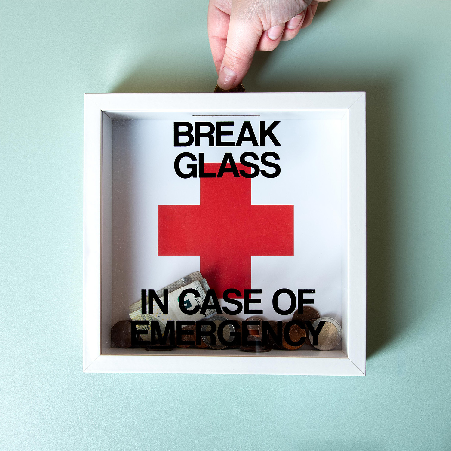 Houten Spaarpot - In Case Of Emergency afbeelding 1