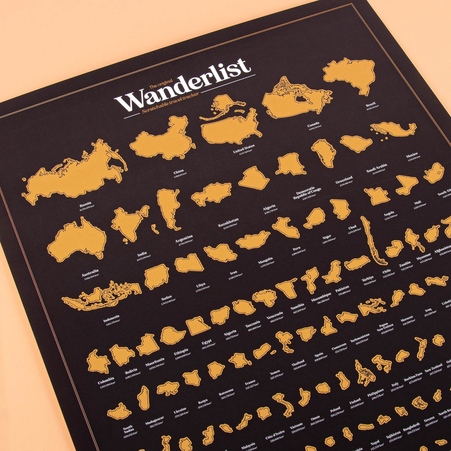 Wanderlist landenposter met krasfolie
