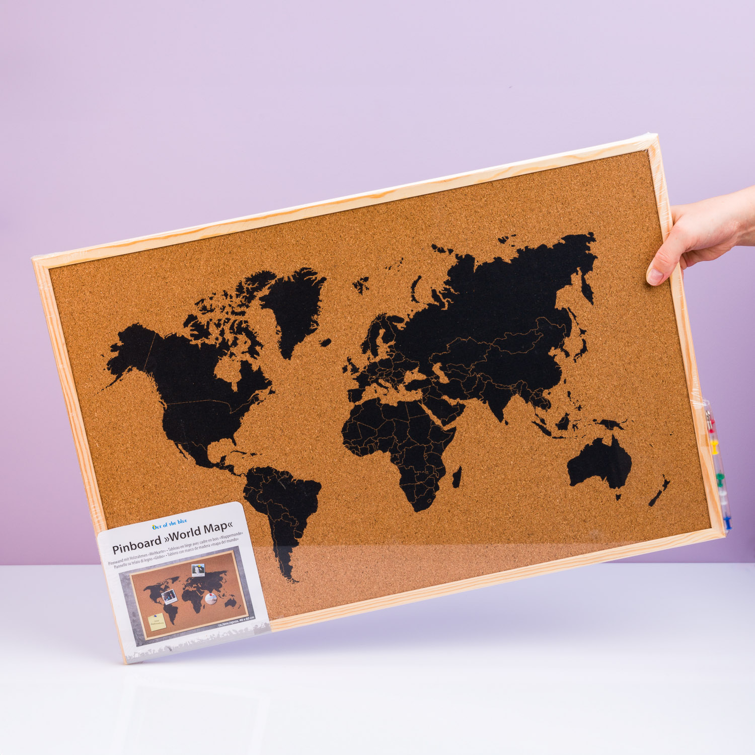 Prikbord met wereldkaart
