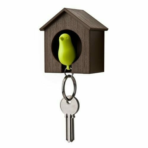 Sparrow Keyring - Bruin Huisje En Groene Vogel